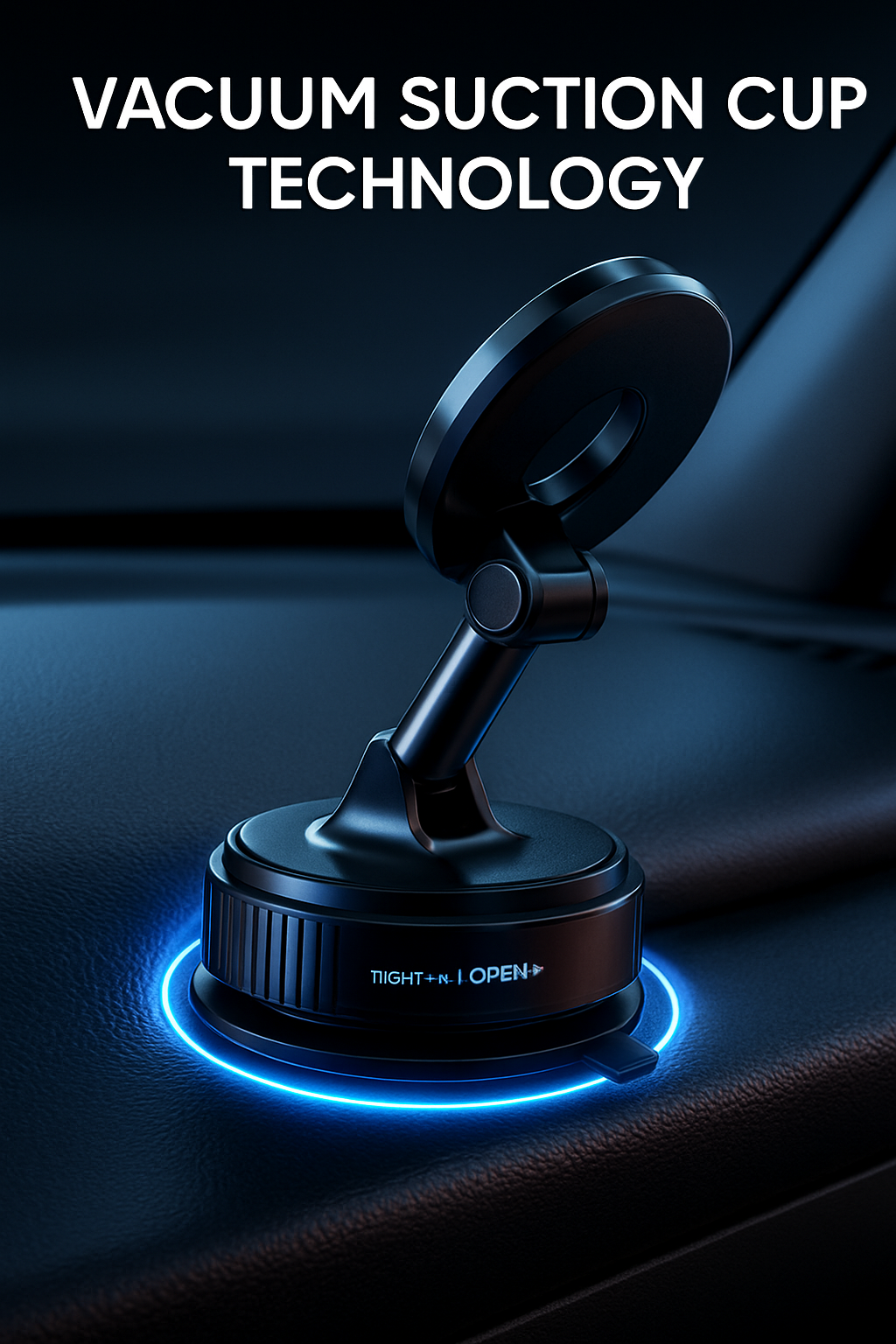 Ultimate Car Phone Mount | Strong Vacuum Suction + Magnetic Lock | 360° Rotation