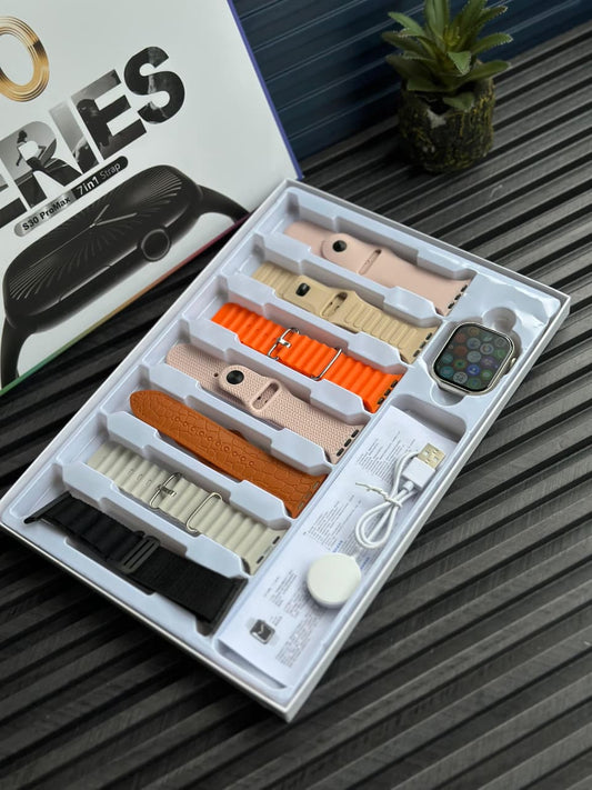 S30 Pro Max Series 10 Style Smartwatch - 7-in-1 Ultimate Combo Pack (49mm) - Bluetooth Calling & Health Tracking