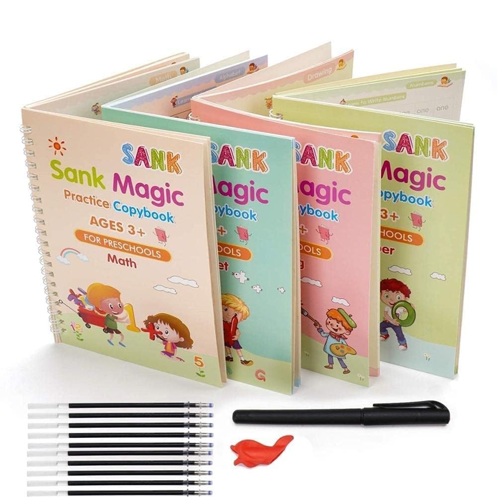 Sank Magic Practice Copybook | 4 BOOK +1 PEN + 10 REFILL